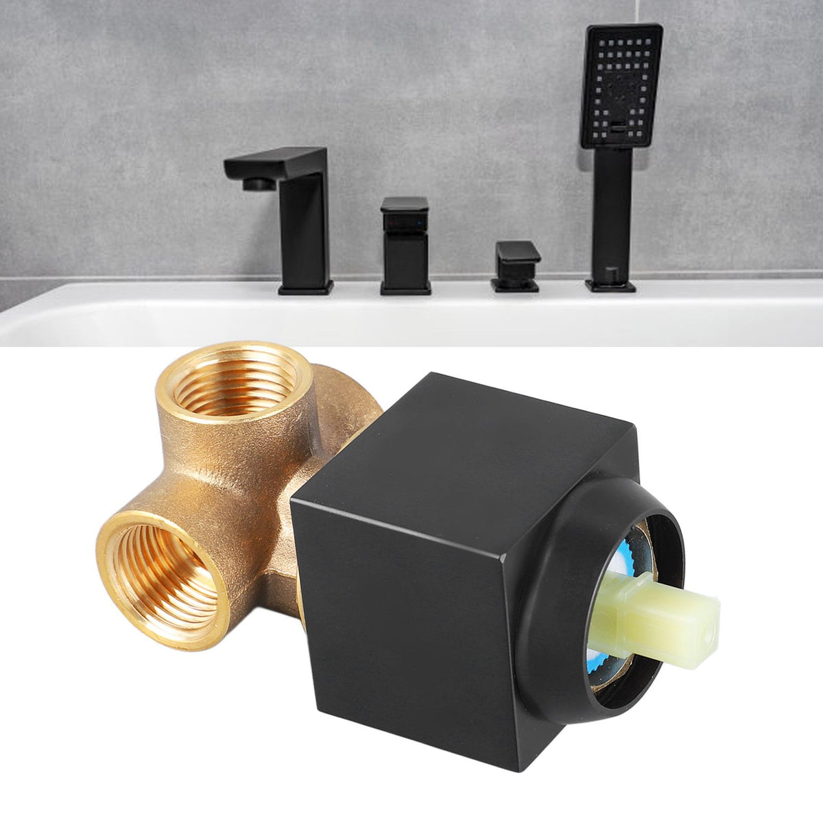 Shower Mixer Valve Wall Mount Concealed Rough In Kit Bathroom Tub Copper Faucet Single Function Square 3 Way Black