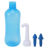 Nasal Irrigation Manual Sinus Rinse Bottle Pressure Nose Wash Cleaner for Children Adults Kids 310ml+Single Hole Head +Five Hole Head