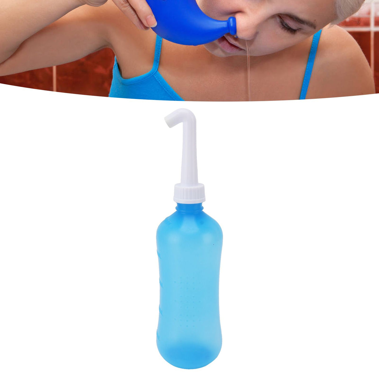 Nasal Irrigation Manual Sinus Rinse Bottle Pressure Nose Wash Cleaner for Children Adults Kids 500ml+ Single Hole Head
