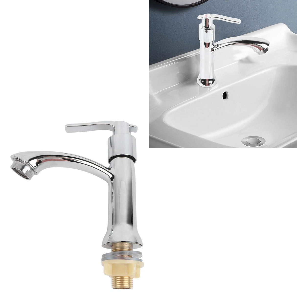 Single Cold Water Tap Water Saving Easy Control Water Flow Minimalist Modern Zinc Alloy Bathroom Sink Faucet