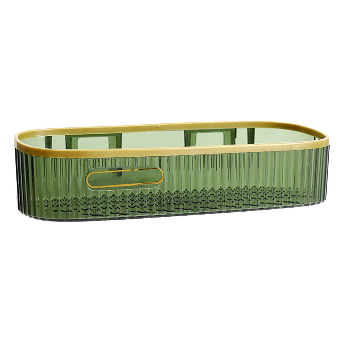 Wall Mounted Storage Rack Punch Free Shower Caddy Shelf Bathroom No Drilling Storage Rack for Household Long Strip ‑ Dark Green