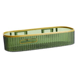 Wall Mounted Storage Rack Punch Free Shower Caddy Shelf Bathroom No Drilling Storage Rack for Household Long Strip ‑ Dark Green