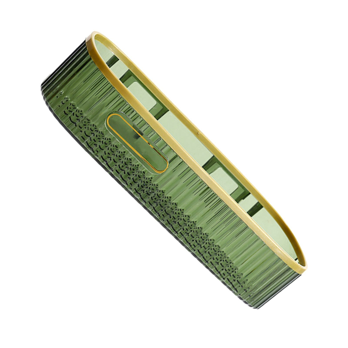 Wall Mounted Storage Rack Punch Free Shower Caddy Shelf Bathroom No Drilling Storage Rack for Household Long Strip ‑ Dark Green