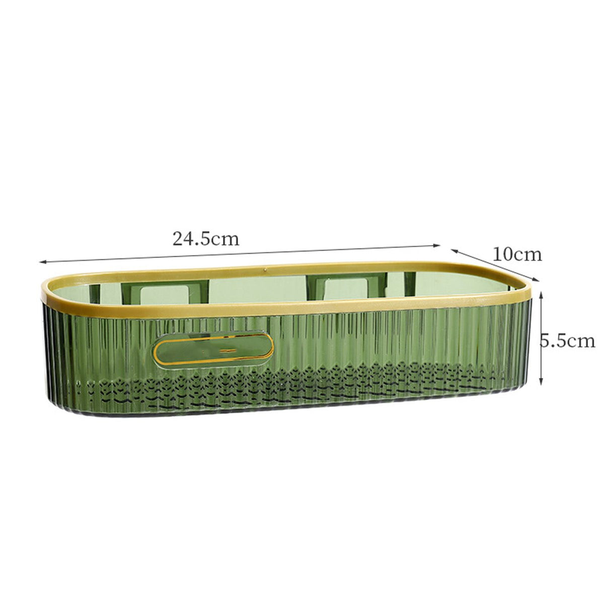 Wall Mounted Storage Rack Punch Free Shower Caddy Shelf Bathroom No Drilling Storage Rack for Household Long Strip ‑ Dark Green
