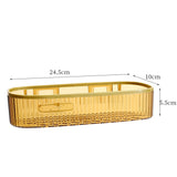 Wall Mounted Storage Rack Punch Free Shower Caddy Shelf Bathroom No Drilling Storage Rack for Household Long Strip ‑ Amber