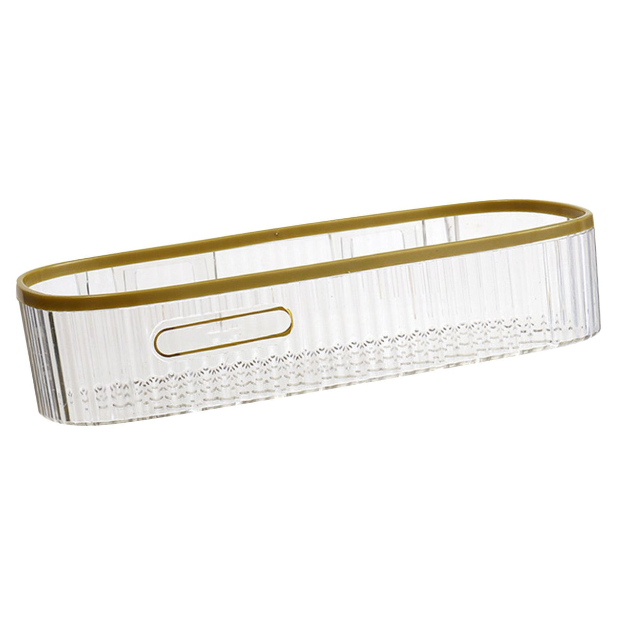 Wall Mounted Storage Rack Punch Free Shower Caddy Shelf Bathroom No Drilling Storage Rack for Household Long Strip ‑ Transparent