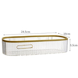 Wall Mounted Storage Rack Punch Free Shower Caddy Shelf Bathroom No Drilling Storage Rack for Household Long Strip ‑ Transparent