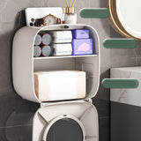 Toilet Paper Bathroom Set Box Punch Free Waterproof for Tissue Wall Mounted Decoration Light Khaki