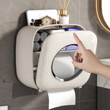 Toilet Paper Bathroom Set Box Punch Free Waterproof for Tissue Wall Mounted Decoration Light Khaki