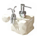 Shampoo Dispenser Bottle Ceramic Large Capacity Home Decoration with Pump for Bathroom Small White - Side View