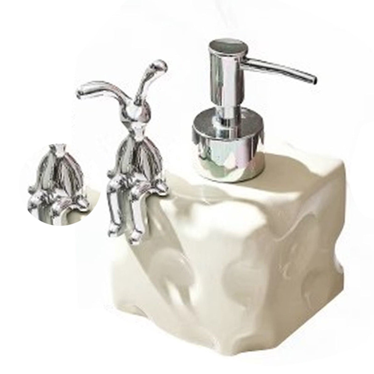 Shampoo Dispenser Bottle Ceramic Large Capacity Home Decoration with Pump for Bathroom Small White