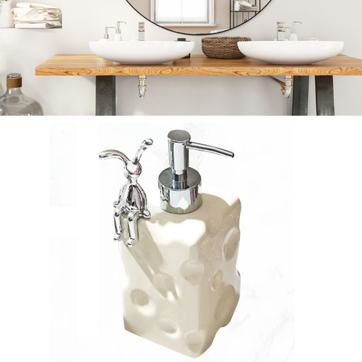 Shampoo Dispenser Bottle Ceramic Large Capacity Home Decoration with Pump for Bathroom Large White
