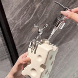 Shampoo Dispenser Bottle Ceramic Large Capacity Home Decoration with Pump for Bathroom Large White - Close-Up Angle