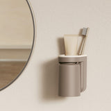 Wall Mounted Toothbrush Holder with Drainage Function Self Adhesive Toothbrush Holder with Cups for Bathroom Caramel Brown - Rear View