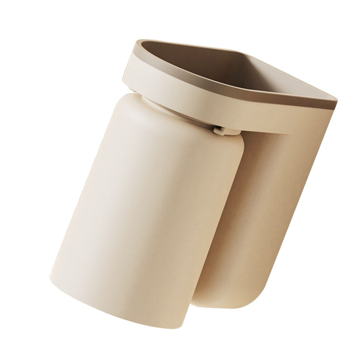 Wall Mounted Toothbrush Holder with Drainage Function Self Adhesive Toothbrush Holder with Cups for Bathroom Beige