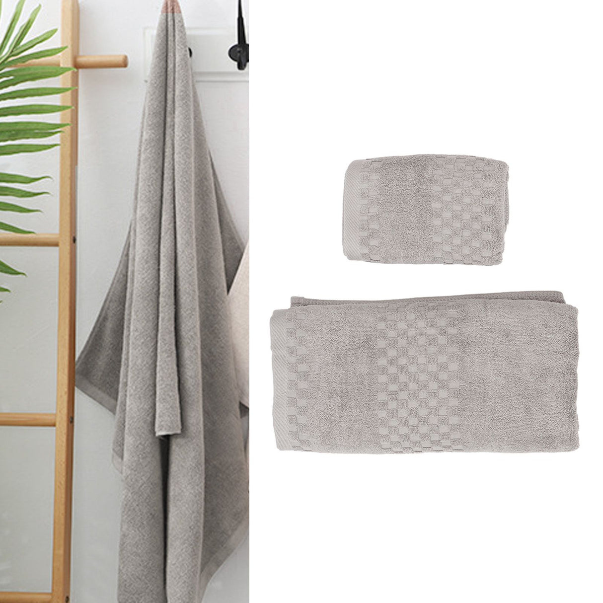 1 Bath Towel 1 Hand Towel Pure Quick Drying Absorbent Cotton Bath Towel Set for Adults 70x140cm