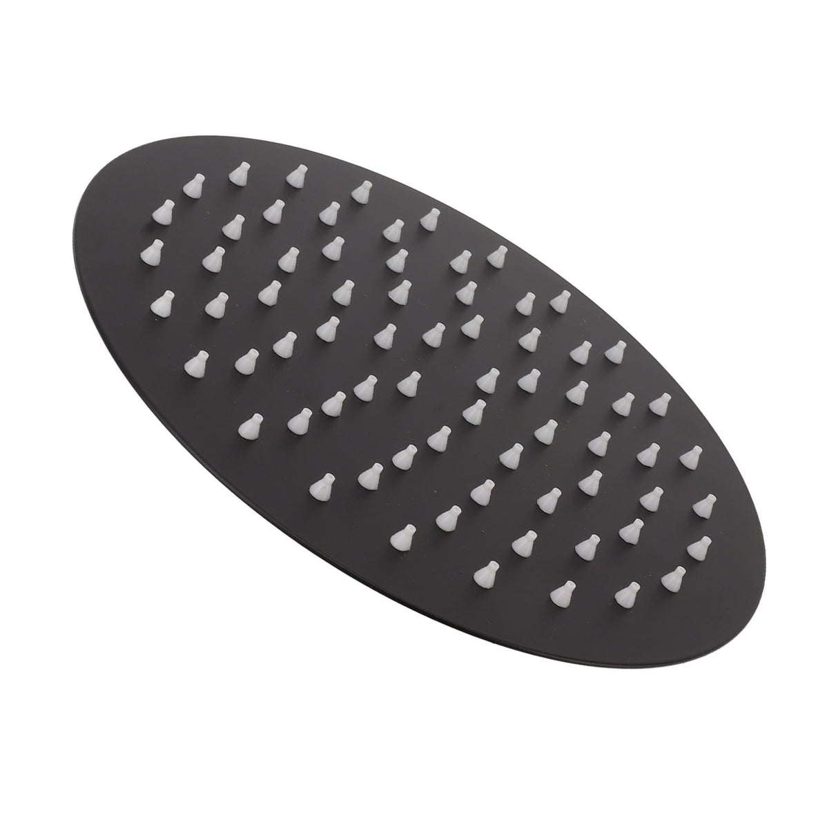 Ultra Thin Rainfall Shower Head Rain Waterfall Stainless Steel Fixed Showerhead Round Black 8in