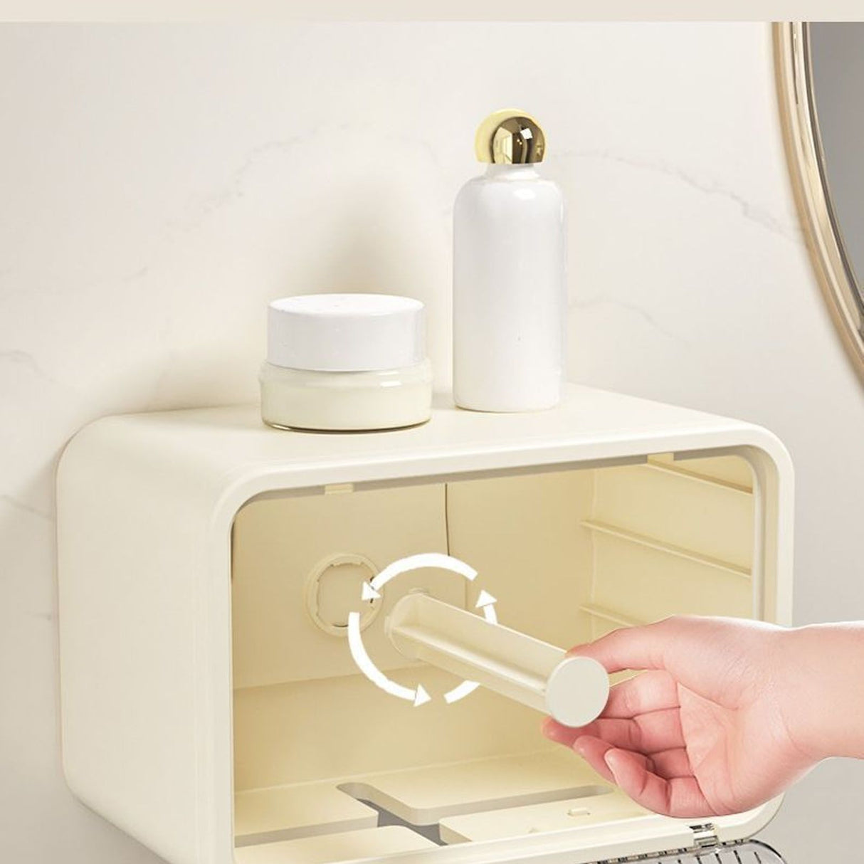 Tissue Box Cover Wall Mounted 2 in 1 Waterproof Tissue Holder Dispenser Box Cover for Bathroom Milky White