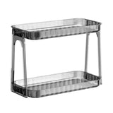 Cosmetic Storage Rack Double Layer Clear Detachable Modern Countertop Cosmetic Organizer for Dressing Table Smoke Gray - Front View