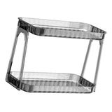 Cosmetic Storage Rack Double Layer Clear Detachable Modern Countertop Cosmetic Organizer for Dressing Table Smoke Gray - Side View
