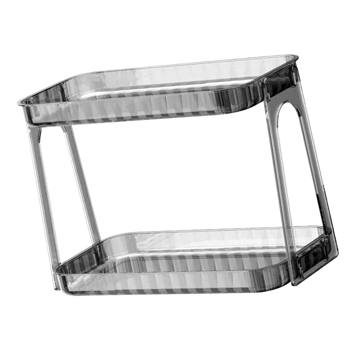 Cosmetic Storage Rack Double Layer Clear Detachable Modern Countertop Cosmetic Organizer for Dressing Table Smoke Gray