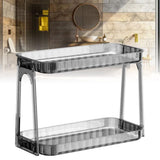 Cosmetic Storage Rack Double Layer Clear Detachable Modern Countertop Cosmetic Organizer for Dressing Table Smoke Gray - 45-Degree Angle