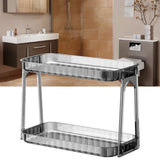 Cosmetic Storage Rack Double Layer Clear Detachable Modern Countertop Cosmetic Organizer for Dressing Table Smoke Gray - Rear View