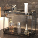 Cosmetic Storage Rack Double Layer Clear Detachable Modern Countertop Cosmetic Organizer for Dressing Table Smoke Gray - Extra Image