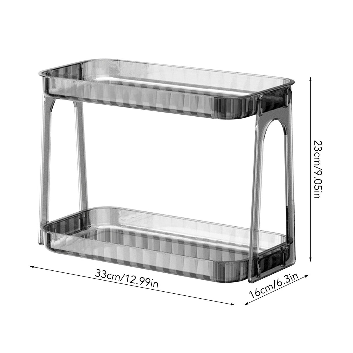 Cosmetic Storage Rack Double Layer Clear Detachable Modern Countertop Cosmetic Organizer for Dressing Table Smoke Gray