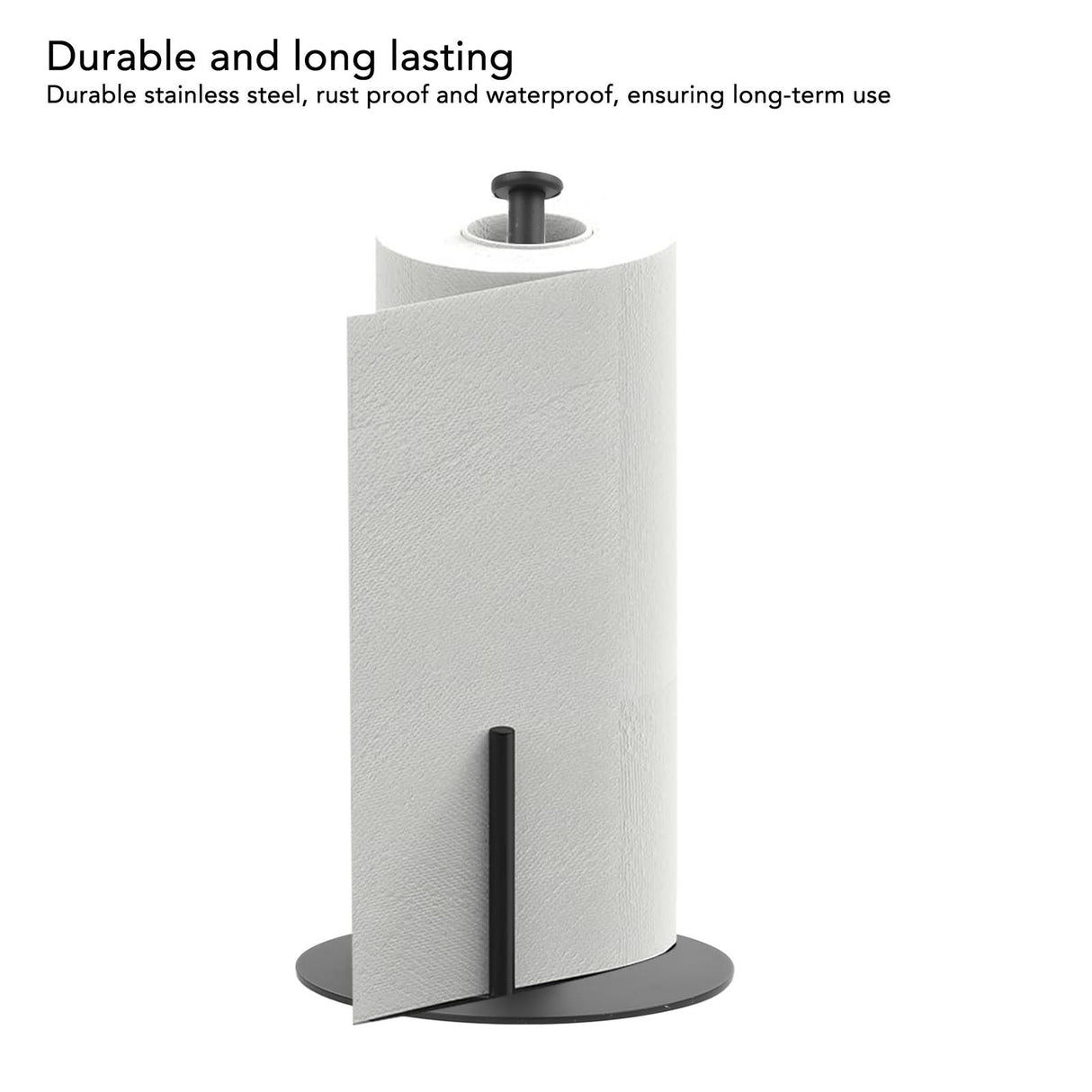 Paper Towel Holder Countertop Stainless Steel Black Perfect Tear Paper Towel Roll Holders for Bathroom Kitchen