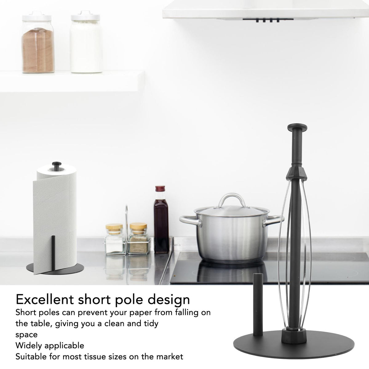 Paper Towel Holder Countertop Stainless Steel Black Perfect Tear Paper Towel Roll Holders for Bathroom Kitchen