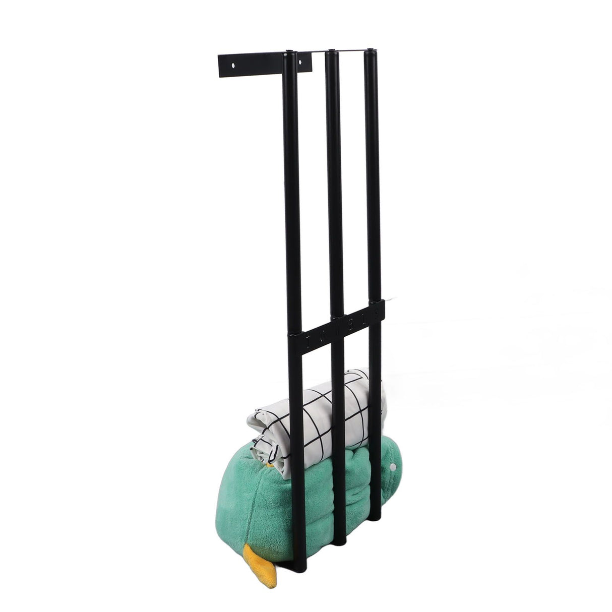 Towel Storage Rack Wall Mounted Black Iron Alloy 3 Bar Rolled Towel Holder for Bathroom