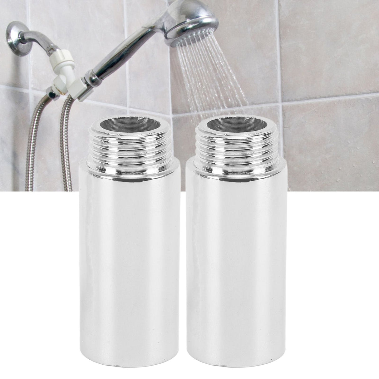 2PCS Shower Arm Extension Stainless Steel Chrome Plating Shower Head Extension Pipe for Bathroom 5.1cm/2in