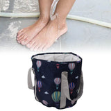 Collapsible Foot Bath Basin PVC Insulated Portable Foot Soaking Bath Tub Water Bucket with Handle for Outdoor Camping Travel Navy Blue Balloon - Extra Image