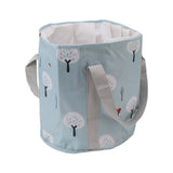 Collapsible Foot Bath Basin PVC Insulated Portable Foot Soaking Bath Tub Water Bucket with Handle for Outdoor Camping Travel Blue Small Tree - Side View