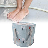 Collapsible Foot Bath Basin PVC Insulated Portable Foot Soaking Bath Tub Water Bucket with Handle for Outdoor Camping Travel Blue Small Tree - Extra Image