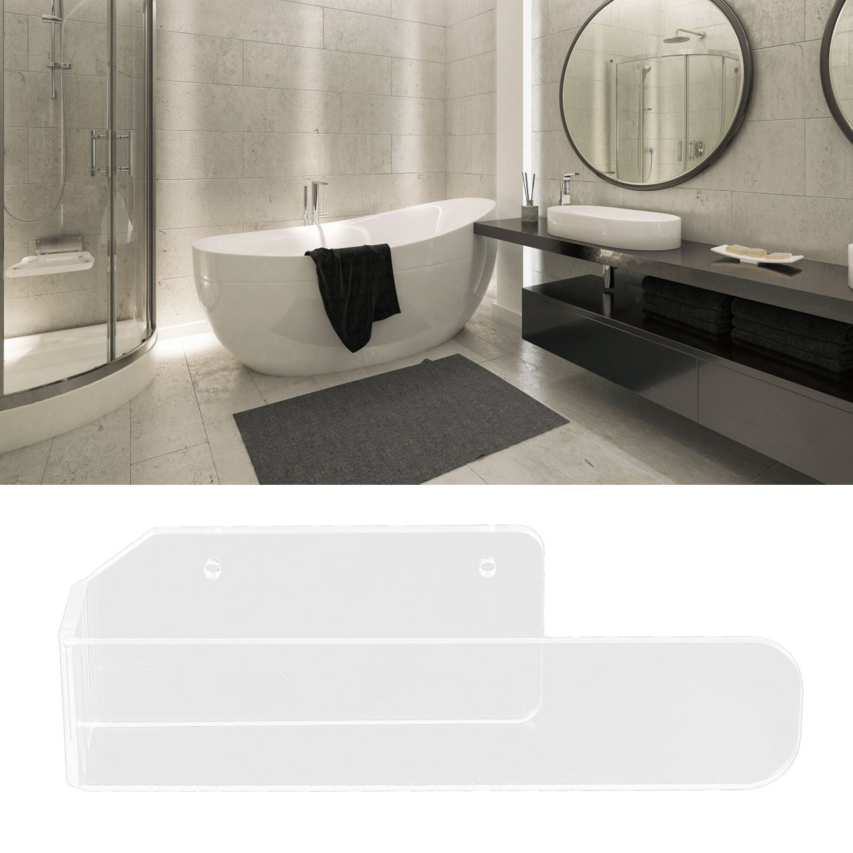 Hand Towel Holder Acrylic Modern Self Adhesive Wall Mounted Towel Bar Hanger for Bathroom Kitchen Lavatory Transparent