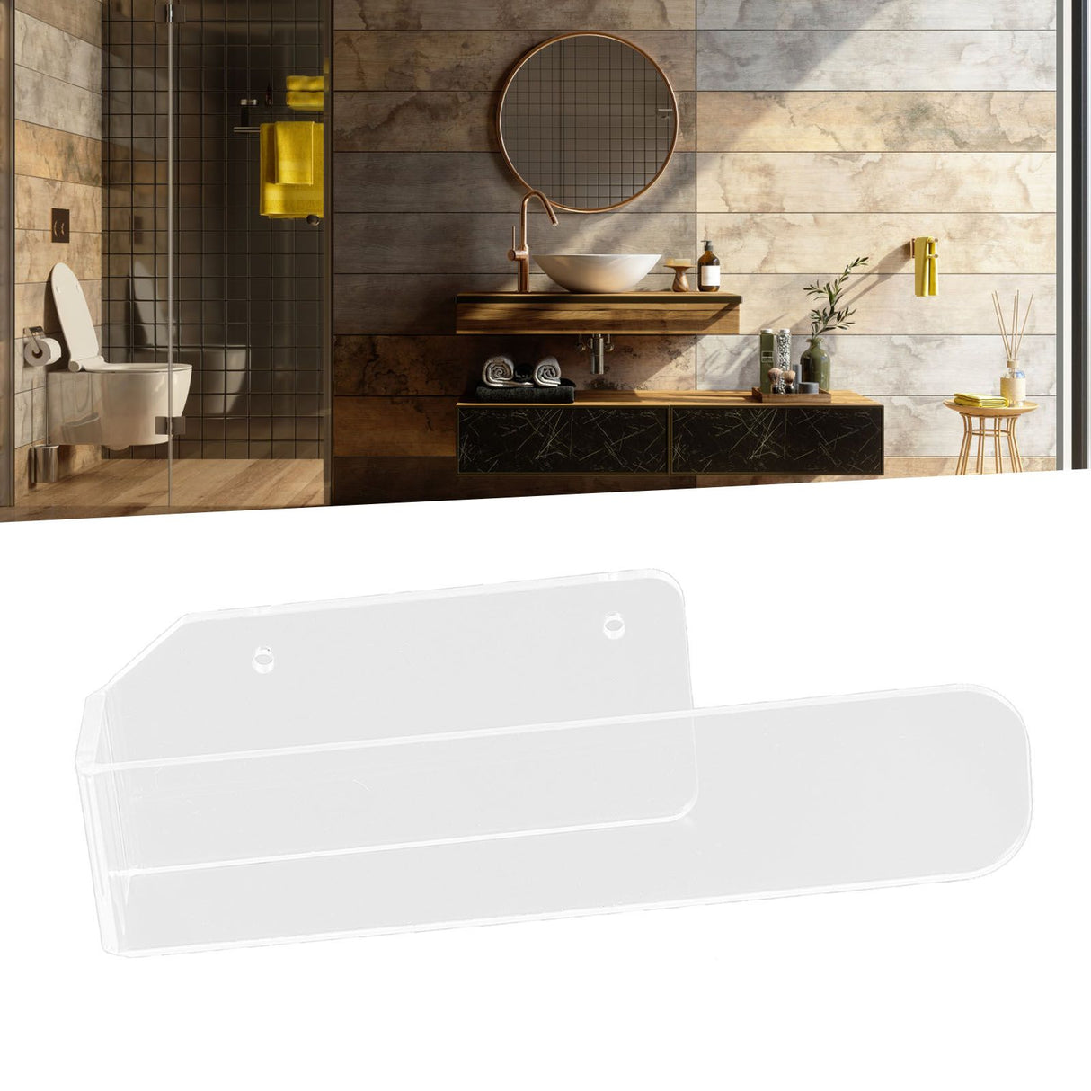 Hand Towel Holder Acrylic Modern Self Adhesive Wall Mounted Towel Bar Hanger for Bathroom Kitchen Lavatory Transparent