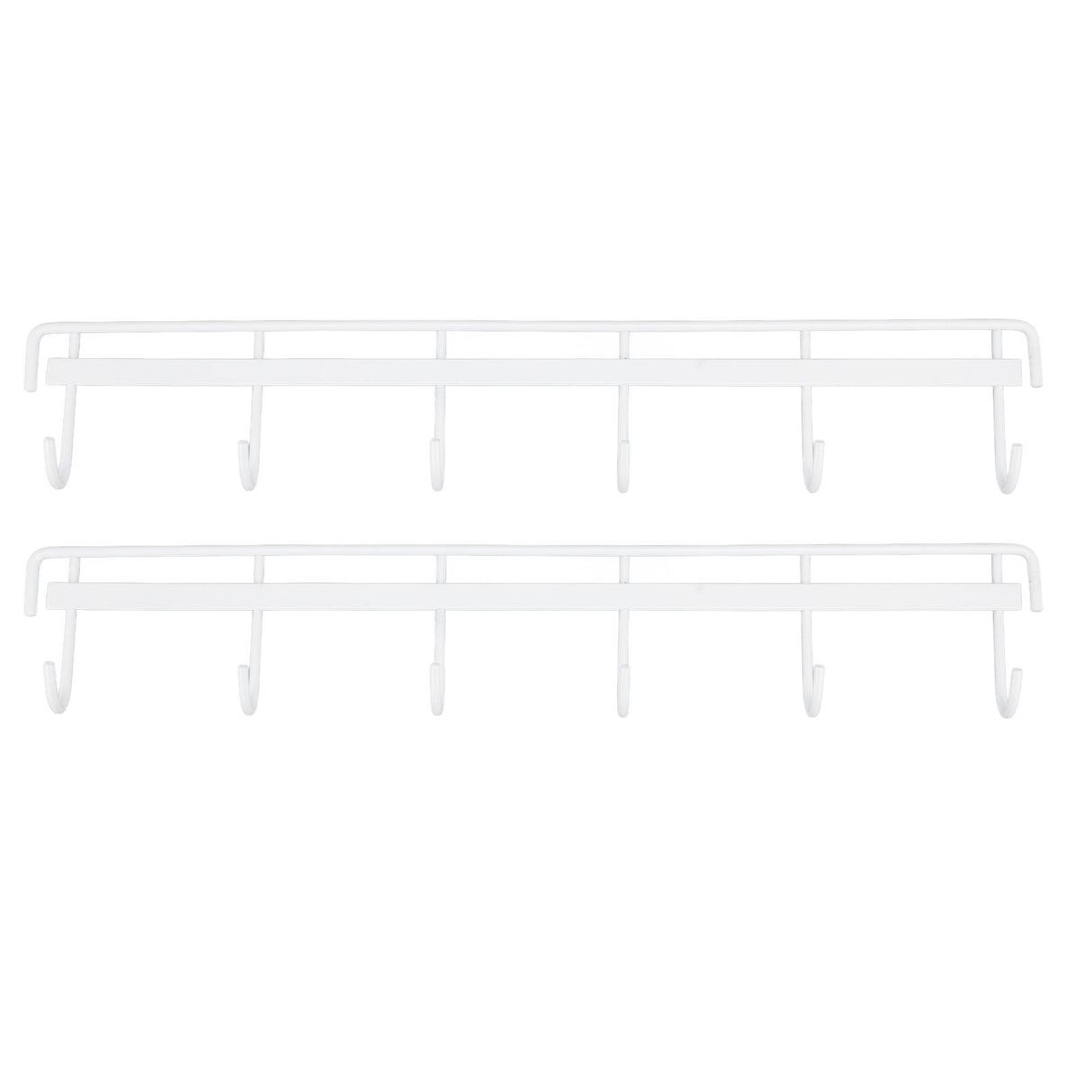 2pcs Wall Mounted Coat Rack Stainless Steel Wall Hanging Coat Hook Rail with 6 Hooks for Clothes Towel Hat 6 Hooks 2 White