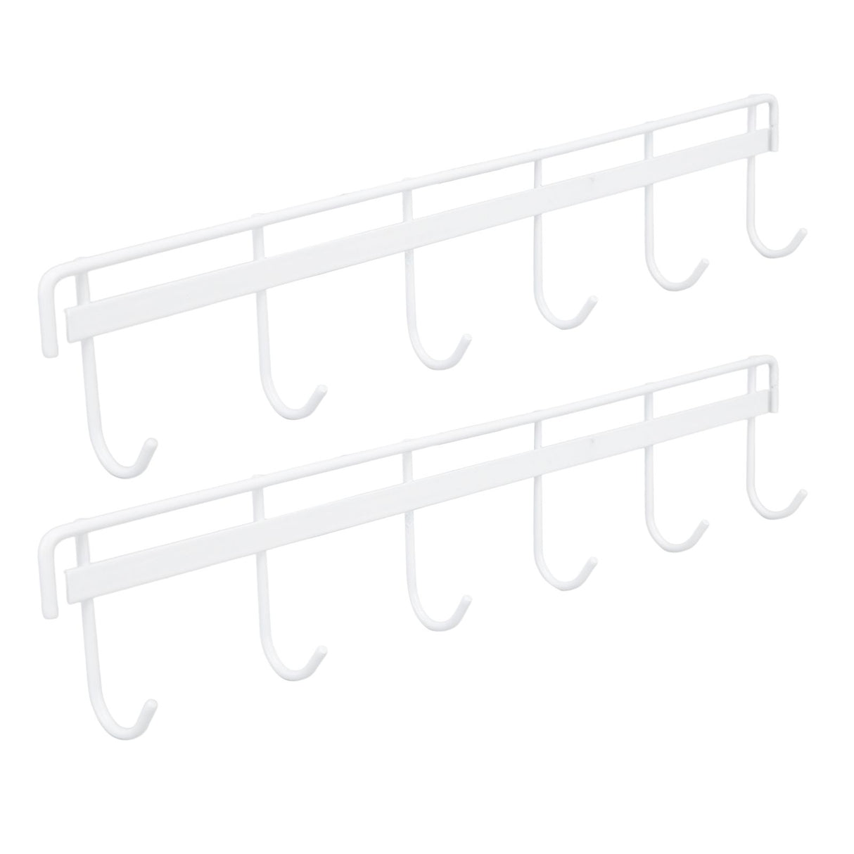 2pcs Wall Mounted Coat Rack Stainless Steel Wall Hanging Coat Hook Rail with 6 Hooks for Clothes Towel Hat 6 Hooks 2 White