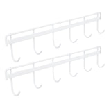 2pcs Wall Mounted Coat Rack Stainless Steel Wall Hanging Coat Hook Rail with 6 Hooks for Clothes Towel Hat 6 Hooks 2 White - 45-Degree Angle