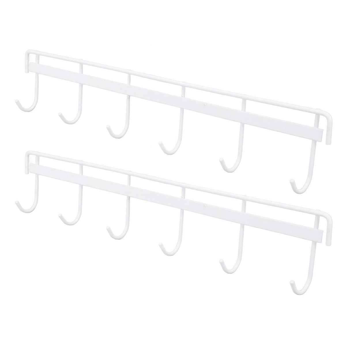 2pcs Wall Mounted Coat Rack Stainless Steel Wall Hanging Coat Hook Rail with 6 Hooks for Clothes Towel Hat 6 Hooks 2 White