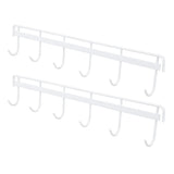 2pcs Wall Mounted Coat Rack Stainless Steel Wall Hanging Coat Hook Rail with 6 Hooks for Clothes Towel Hat 6 Hooks 2 White