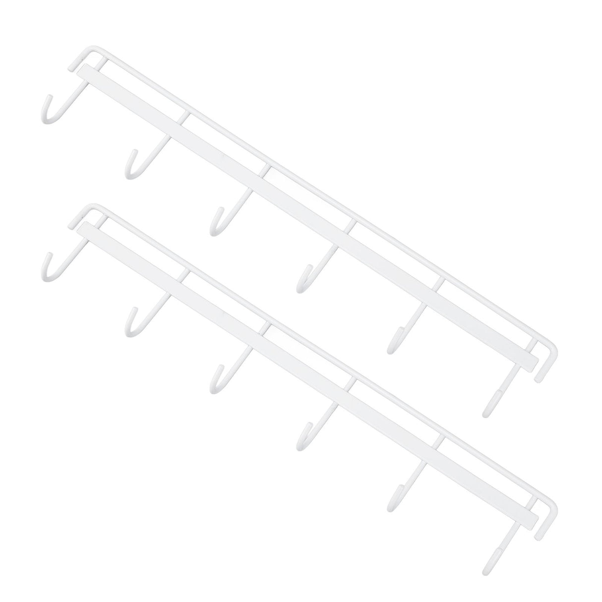 2pcs Wall Mounted Coat Rack Stainless Steel Wall Hanging Coat Hook Rail with 6 Hooks for Clothes Towel Hat 6 Hooks 2 White