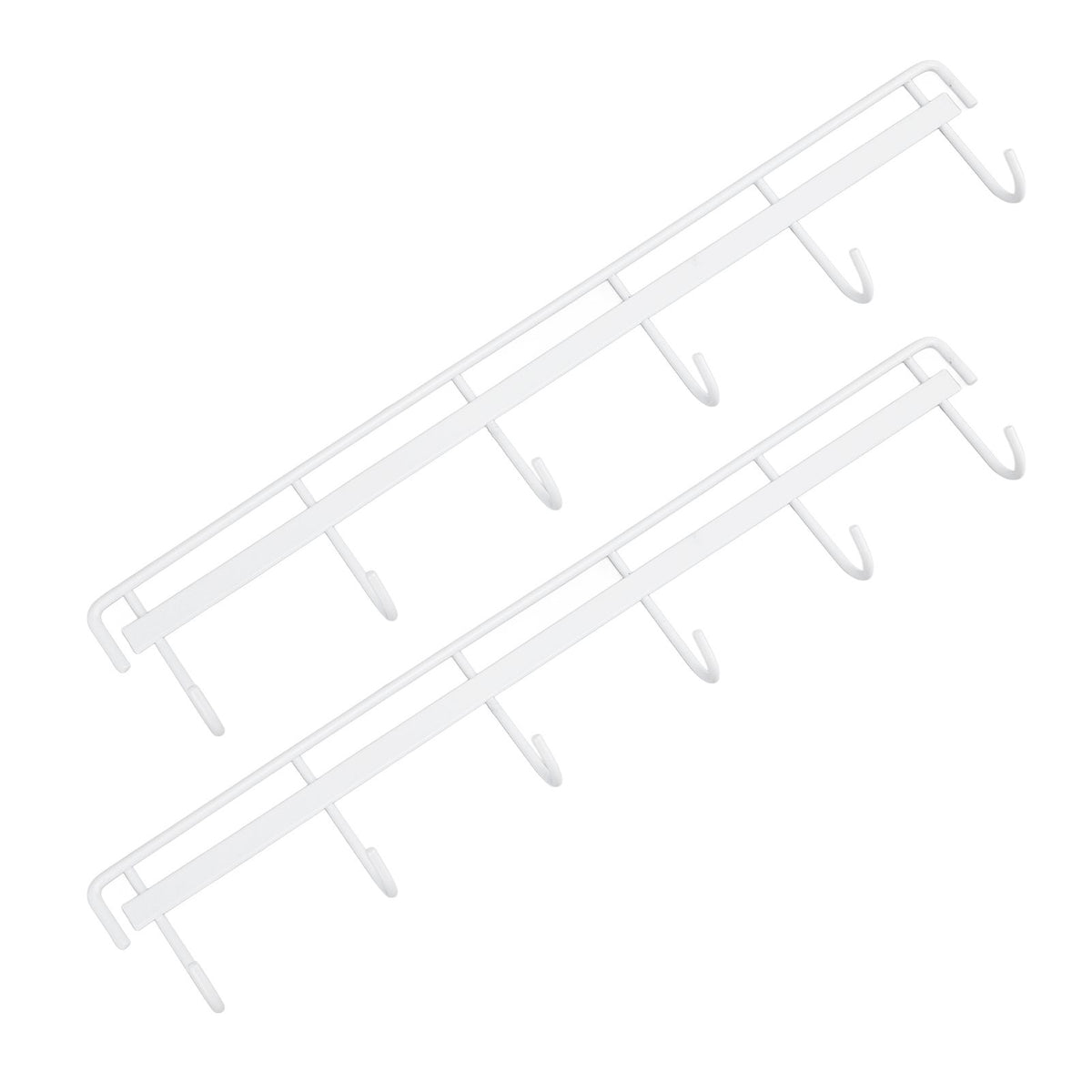 2pcs Wall Mounted Coat Rack Stainless Steel Wall Hanging Coat Hook Rail with 6 Hooks for Clothes Towel Hat 6 Hooks 2 White