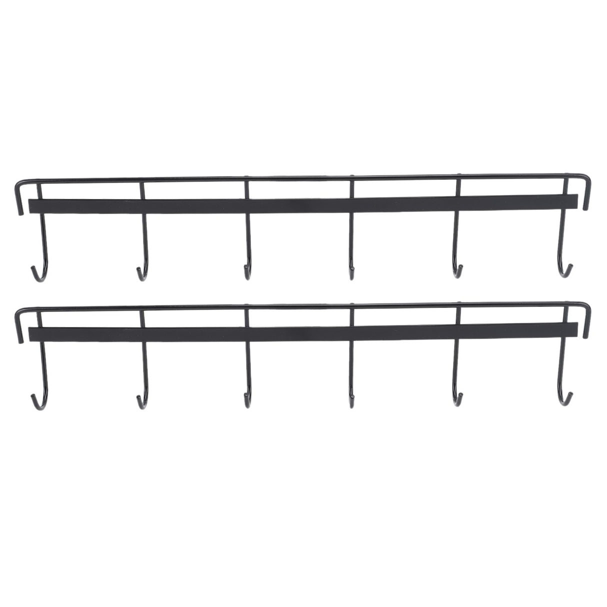 2pcs Wall Mounted Coat Rack Stainless Steel Wall Hanging Coat Hook Rail with 6 Hooks for Clothes Towel Hat 6 Hooks 2 Black