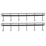 2pcs Wall Mounted Coat Rack Stainless Steel Wall Hanging Coat Hook Rail with 6 Hooks for Clothes Towel Hat 6 Hooks 2 Black