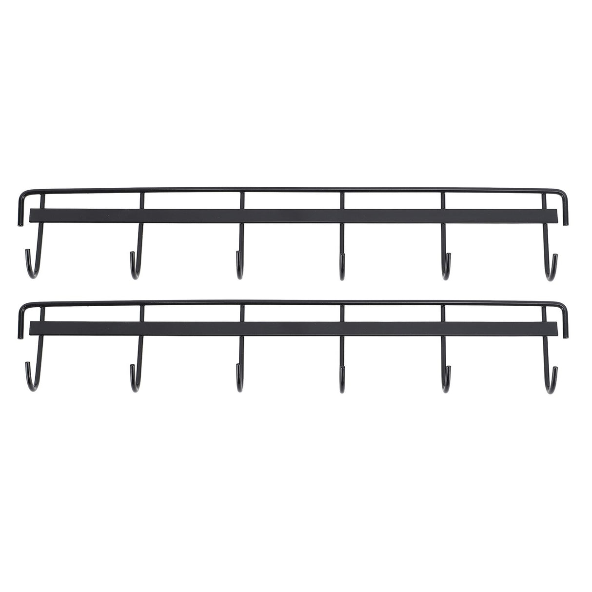 2pcs Wall Mounted Coat Rack Stainless Steel Wall Hanging Coat Hook Rail with 6 Hooks for Clothes Towel Hat 6 Hooks 2 Black