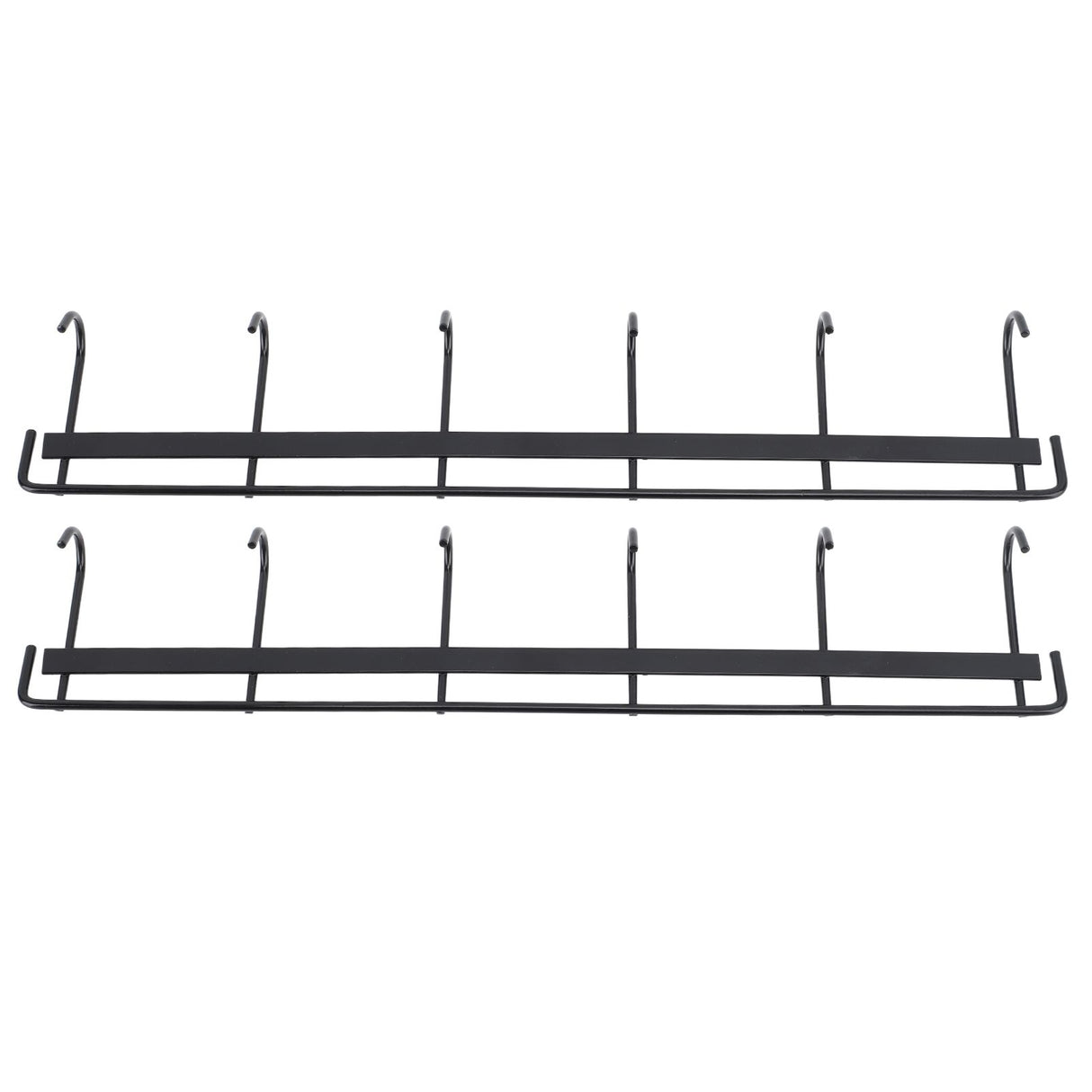2pcs Wall Mounted Coat Rack Stainless Steel Wall Hanging Coat Hook Rail with 6 Hooks for Clothes Towel Hat 6 Hooks 2 Black