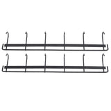 2pcs Wall Mounted Coat Rack Stainless Steel Wall Hanging Coat Hook Rail with 6 Hooks for Clothes Towel Hat 6 Hooks 2 Black - Top-Down View